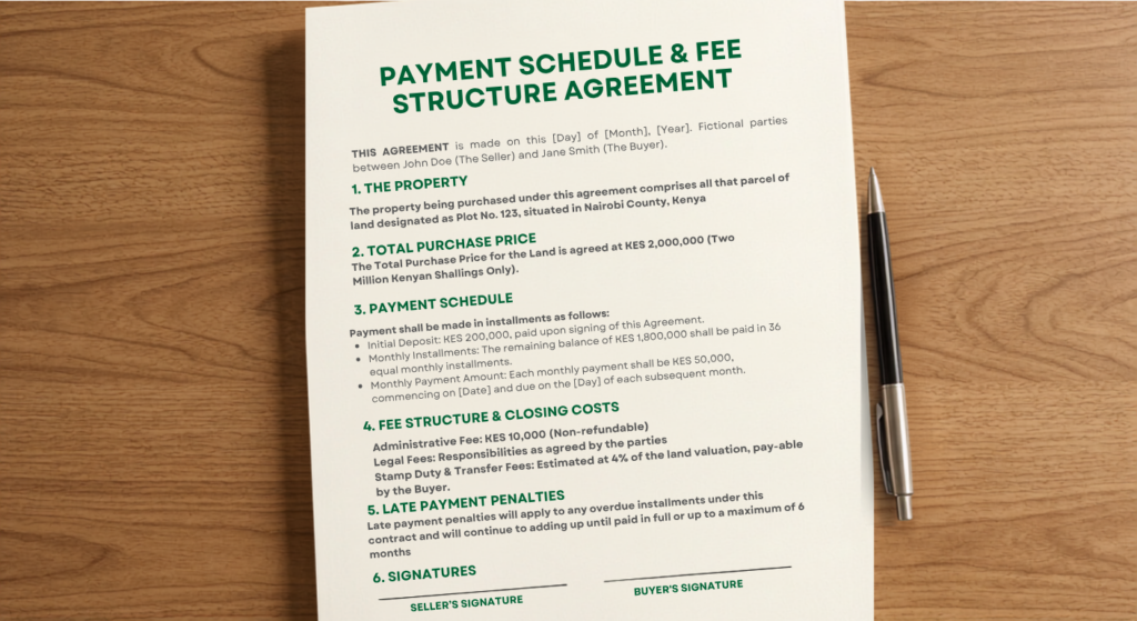 payment schedule and fee structure of land installment agreement
